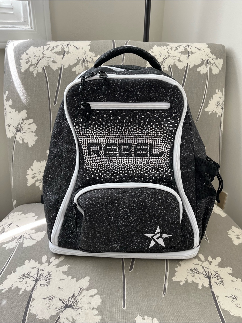 REBEL Kids Sparkle Black Backpack with White Trim